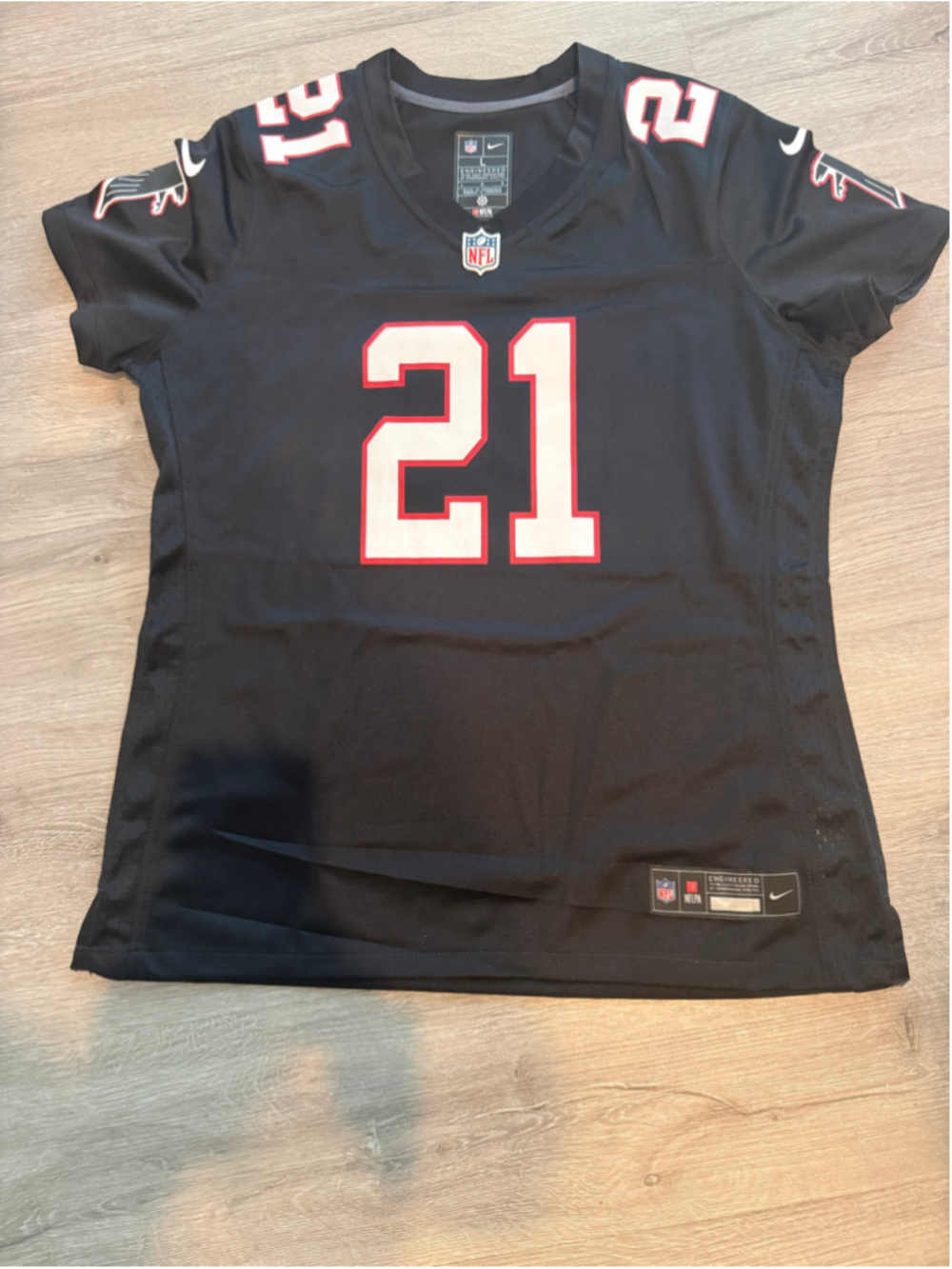 Women's Nike Atlanta Falcons Deion Sanders 21 Jersey Black White Size L